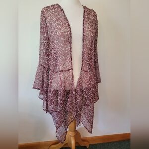 Hollister Burgundy Patterned Kimono